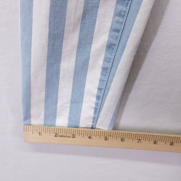 Good American Good Legs Crop Jeans Size 12 /31 Skinny White Blue Striped - Picture 12 of 15